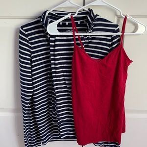 Blue and white striped pajama set